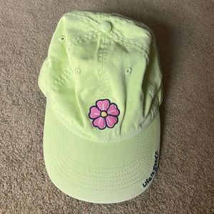 “Life is Good” Flower hat (Lime Green/Yellow)